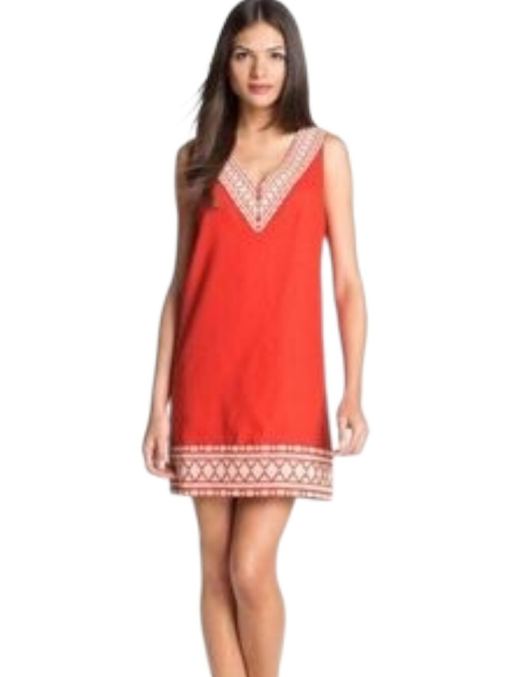 Kate Spade Laureen Shift Dress Size 6 in Red & Cream Embroidery Retail $428
